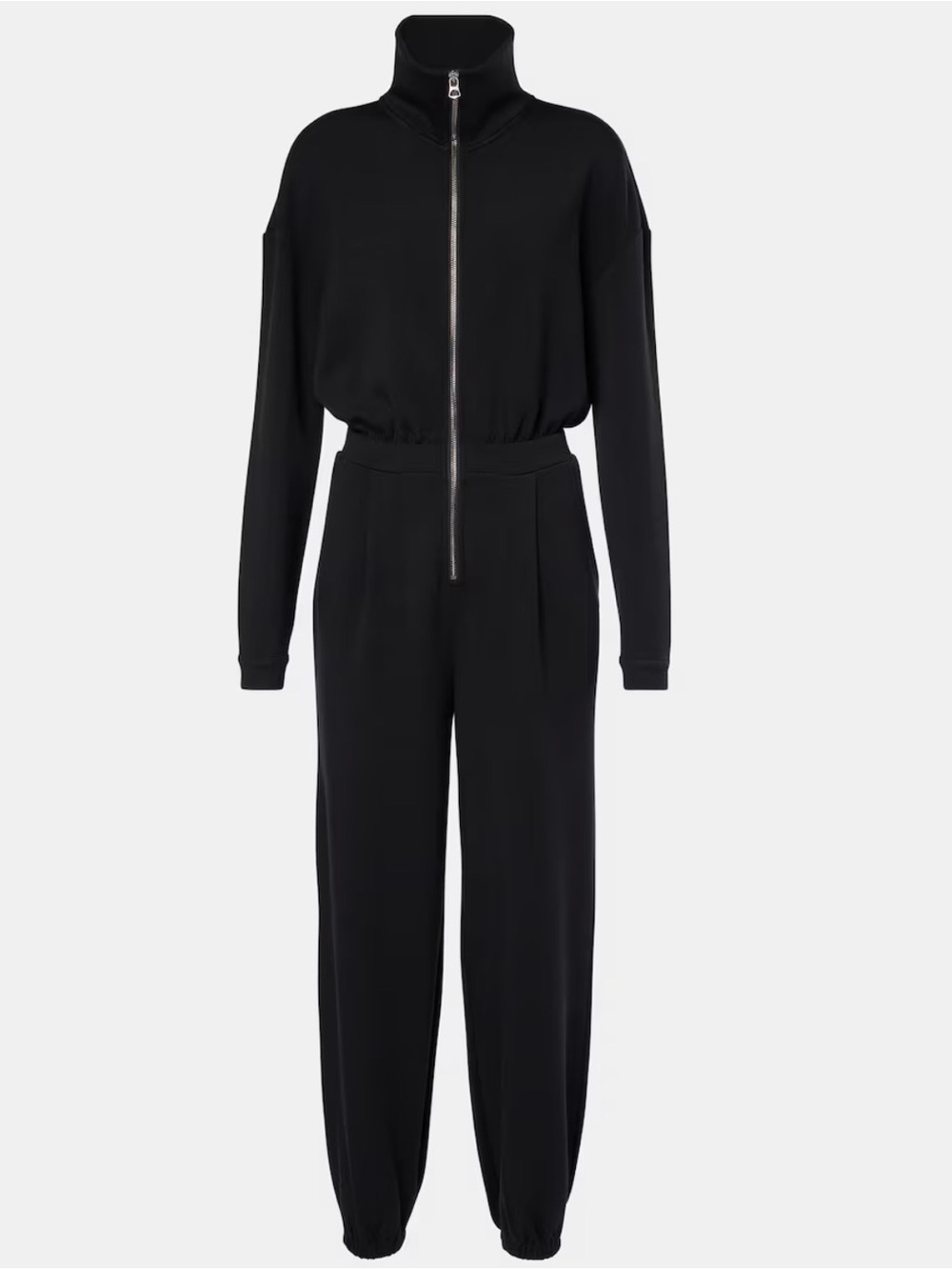 Varley Black Zip-Front Jumpsuit with Elastic Waist